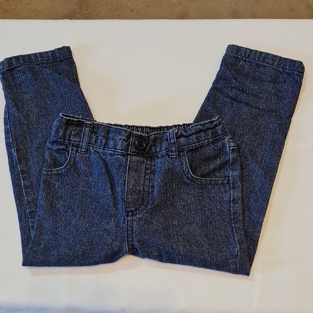 Garanimals Dark Denim Kids Jeans, Sparkles, front pockets, GUC